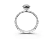 Solitaire Engagement Ring Setting for Radiant Cut Center with Domed Multi-Row Pave Band and Prong Head in Sterling Silver