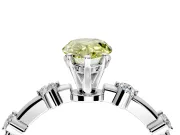 Solitaire Engagement Ring Setting for Fancy Yellow Pear-Shaped Center with Bezel Station Band and Prong Head in Platinum