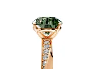 Side Accent Engagement Ring Setting for Fancy Green Round Cut Center with Accent Shoulders and Prong Head in Rose Gold