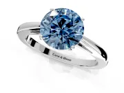 Solitaire Engagement Ring Setting for Fancy Blue Round Cut Center with Open Cathedral Shoulders and Prong Head in Platinum