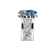 Solitaire Engagement Ring Setting for Fancy Blue Oval Center with Graduated Shared Prongs and Prong Head in Platinum
