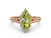 Solitaire Engagement Ring Setting for Fancy Yellow Marquise Center with Pave Rail Split Shank and Prong Head in Rose Gold