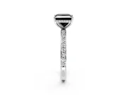 Hidden Halo Engagement Ring Setting for Fancy Black Princess Cut Center with Pave Band and Prong Head in Sterling Silver