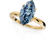 Solitaire Engagement Ring Setting for Fancy Blue Marquise Center with Plain Band and Tulip Prong Head in Yellow Gold