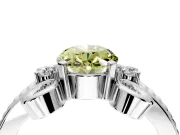 Solitaire Engagement Ring Setting for Fancy Yellow Oval Center with Twisted Band and Scroll Prong Head in Platinum