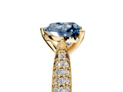 Solitaire Engagement Ring Setting for Fancy Blue Heart-Shaped Center with Multi-Row Accents and Prong Head in Yellow Gold