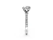 Open Basket Engagement Ring Setting for Heart-Shaped Center with Pave Band and Prong Head in Sterling Silver