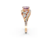Halo Engagement Ring Setting for Fancy Pink Princess Cut Center with Marquise and Pave Bypass Band and Prong Head in Rose Gold
