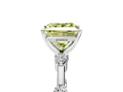 Solitaire Engagement Ring Setting for Fancy Yellow Princess Cut Center with Bezel Station Band and Prong Head in Platinum