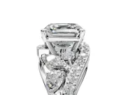 Halo Engagement Ring Setting for Asscher Cut Center with Marquise and Pave Bypass Band and Prong Head in Sterling Silver