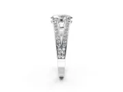 Split Shank Engagement Ring Setting for Oval Center with Pave Split Shank and Prong Head in Platinum