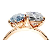 Fancy Blue Marquise and Emerald Cut Lab-Grown Diamond Toi et Moi Engagement Ring with Prong-Set Stones in Rose Gold
