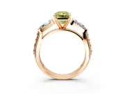 Channel-Set Engagement Ring Setting for Fancy Yellow Radiant Cut Center with Baguette Band and Prong Head in Rose Gold