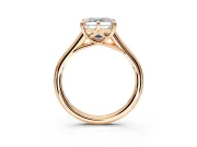Solitaire Engagement Ring Setting for Asscher Cut Center with Cathedral Band and Prong Head in Rose Gold