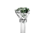 Solitaire Engagement Ring Setting for Fancy Green Heart-Shaped Center with Plain Band and Tulip Prong Head in Sterling Silver