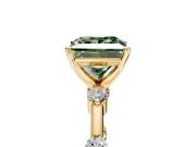 Solitaire Engagement Ring Setting for Fancy Green Princess Cut Center with Bezel Station Band and Prong Head in Yellow Gold