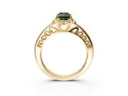 Floral Engagement Ring Setting for Fancy Green Radiant Cut Center with Four Accent Clusters and Prong Head in Yellow Gold