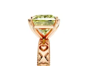 Solitaire Engagement Ring Setting for Fancy Yellow Princess Cut Center with XO Engraved Band and Prong Head in Rose Gold