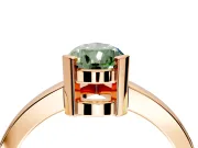 Solitaire Engagement Ring Setting for Fancy Green Pear-Shaped Center with Plain Band and Flat Tab Prong Head in Rose Gold