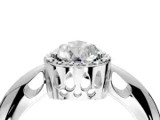 Halo Engagement Ring Setting for Pear-Shaped Center with Tapered Plain Band and Prong Head in Sterling Silver