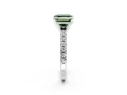 Solitaire Engagement Ring Setting for Fancy Green Asscher Cut Center with Large Accents and Prong Head in Sterling Silver