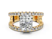 Solitaire Engagement Ring Setting for Radiant Cut Center with Wide-Open Split Shank and Prong Head in Yellow Gold