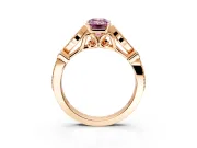 Solitaire Engagement Ring Setting for Fancy Pink Emerald Cut Center with Marquise and Bezel Accents and Prong Head in Rose Gold