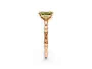 Solitaire Engagement Ring Setting for Fancy Yellow Emerald Cut Center with Bamboo Band and Prong Head in Rose Gold