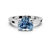 Solitaire Engagement Ring Setting for Fancy Blue Heart-Shaped Center with Flat-Sided Plain Band and Prong Head in Platinum