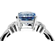Solitaire Engagement Ring Setting for Fancy Blue Radiant Cut Center with Grooved Bar Accent Band and Prong Head in White Gold