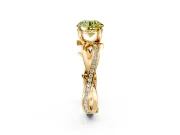 Solitaire Engagement Ring Setting for Fancy Yellow Round Cut Center with Pave and Plain Crossover Band and Prong Head in Yellow Gold