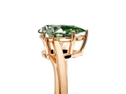 Solitaire Engagement Ring Setting for Fancy Green Pear-Shaped Center with Plain Bypass Twist Band and Prong Head in Rose Gold