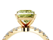 Open Basket Engagement Ring Setting for Fancy Yellow Princess Cut Center with Pave Band and Prong Head in Yellow Gold