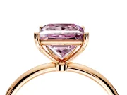 Solitaire Engagement Ring Setting for Fancy Pink Princess Cut Center with Straight Thin Band and Prong Head in Rose Gold