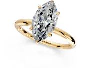 Hidden Halo Engagement Ring Setting for Marquise Center with Thin Rounded Band and Prong Head in Yellow Gold