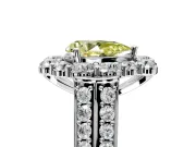 Large Accent Halo Engagement Ring Setting for Fancy Yellow Pear-Shaped Center with Pave Split Shank and Prong Head in Sterling Silver