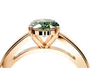 Solitaire Engagement Ring Setting for Fancy Green Oval Center with Flat-Sided Plain Band and Prong Head in Rose Gold
