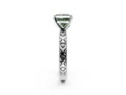 Solitaire Engagement Ring Setting for Fancy Green Princess Cut Center with XO Engraved Band and Prong Head in Platinum
