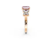 Floral Engagement Ring Setting for Fancy Pink Asscher Cut Center with Marquise Cluster Shoulders and Prong Head in Rose Gold