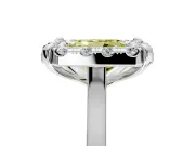 Single Halo Engagement Ring Setting for Fancy Yellow Radiant Cut Center with Corner Claws, Plain Band and Prong Head in Platinum