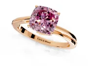 Solitaire Engagement Ring Setting for Fancy Pink Cushion Cut Center with Plain Bypass Twist Band and Prong Head in Rose Gold