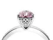 Solitaire Engagement Ring Setting for Fancy Pink Pear-Shaped Center with Fine Wire Band and Prong Head in White Gold