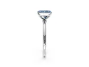 Solitaire Engagement Ring Setting for Fancy Blue Radiant Cut Center with Straight Thin Band and Prong Head in Sterling Silver