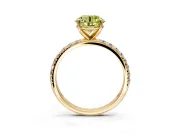 Solitaire Engagement Ring Setting for Fancy Yellow Round Cut Center with Micro Pave Band and Prong Head in Yellow Gold