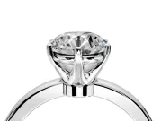 Solitaire Engagement Ring Setting for Round Cut Center with Plain Band and Tulip Prong Head in White Gold