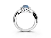 Halo Engagement Ring Setting for Fancy Blue Cushion Cut Center with Tapered Plain Band and Prong Head in Platinum