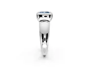 Solitaire Engagement Ring Setting for Fancy Blue Cushion Cut Center with Wide Band and Bezel Head in Platinum