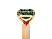 Solitaire Engagement Ring Setting for Fancy Green Asscher Cut Center with Wide Knife Ridge Band and Prong Head in Rose Gold