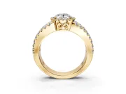 Halo Engagement Ring Setting for Oval Center with Wide-Open Pave Split Shank and Prong Head in Yellow Gold