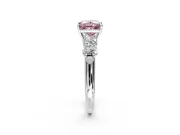 5 Stone Engagement Ring Setting for Fancy Pink Princess Cut Center with Graduated Accents and Prong Head in White Gold